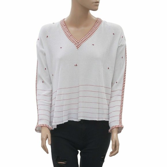 Anthropologie Tops - Anthropologie Embroidered Peplum Ivory Blouse Top Cotton Lace Gauze S